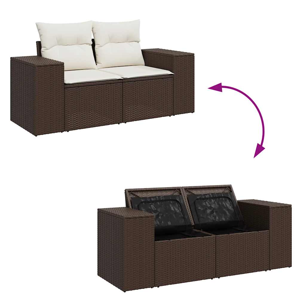 Set Divano da Giardino 6 pz con Cuscini Marrone in Polyrattan - homemem39