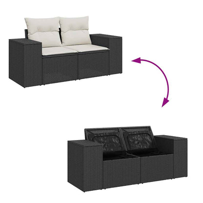 Set Divani da Giardino con Cuscini 8 pz Nero in Polyrattan | homemem39