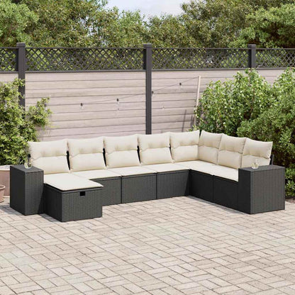 Set Divani da Giardino con Cuscini 8 pz Nero in Polyrattan - homemem39