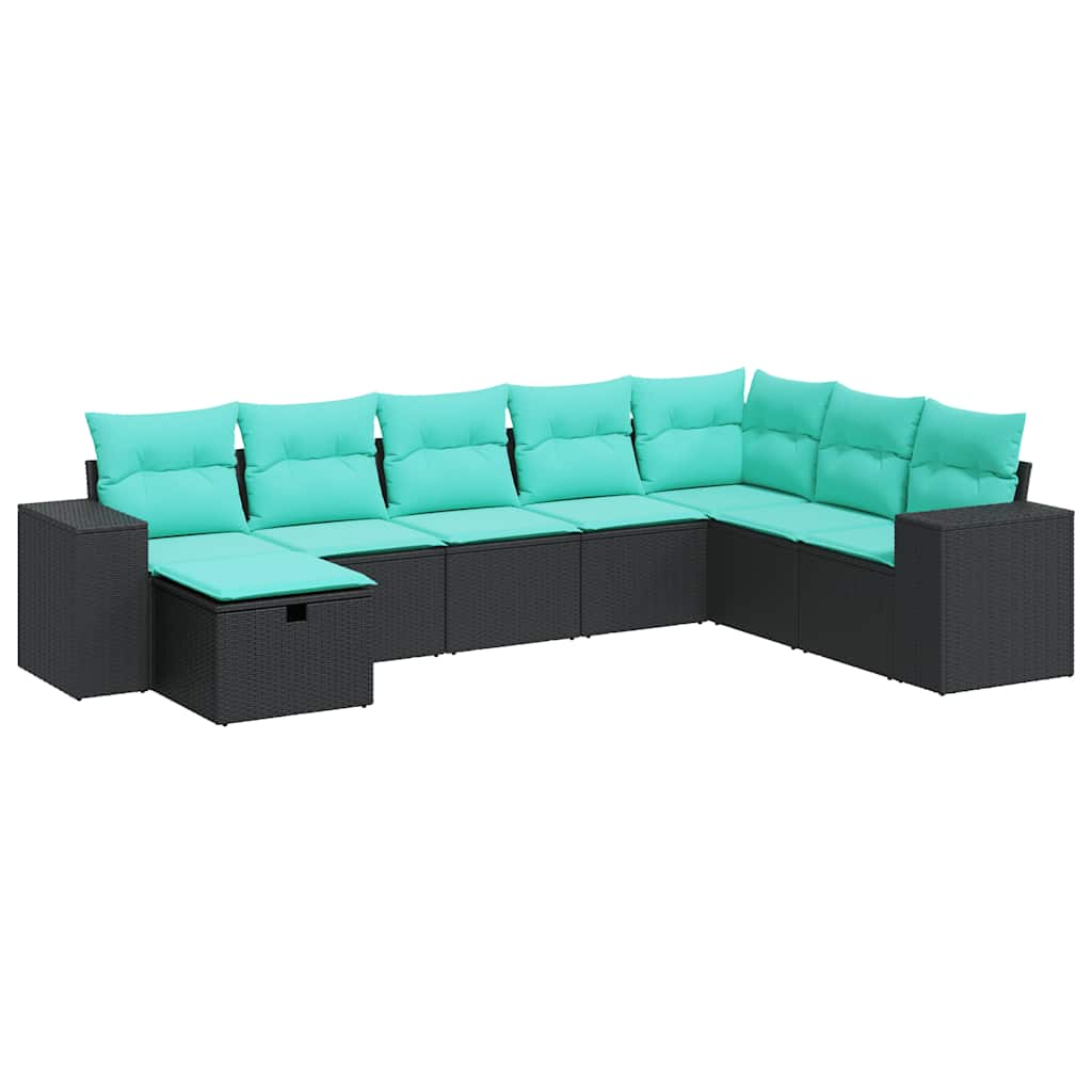 Set Divani da Giardino con Cuscini 8 pz Nero in Polyrattan | homemem39