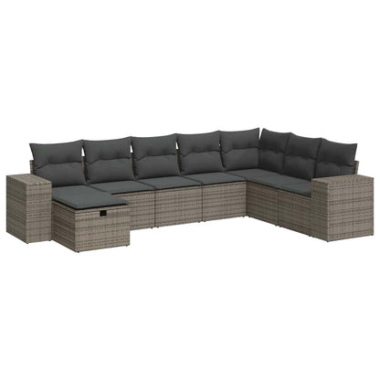 Set Divano da Giardino 8 pz con Cuscini Grigio in Polyrattan