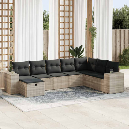 Set Divano da Giardino 8pz con Cuscini Grigio Chiaro Polyrattan - homemem39