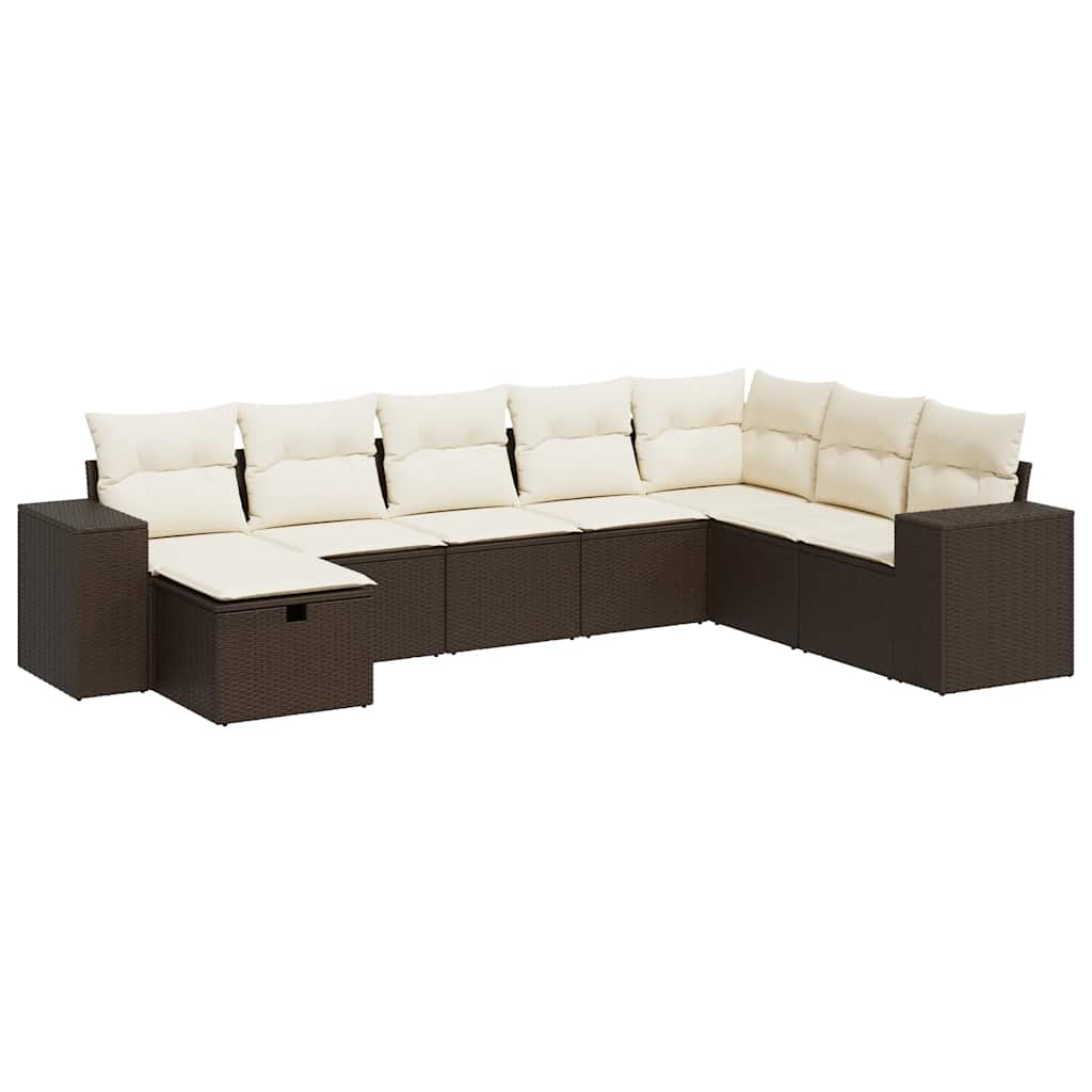Set Divani da Giardino 8 pz con Cuscini Marrone in Polyrattan - homemem39