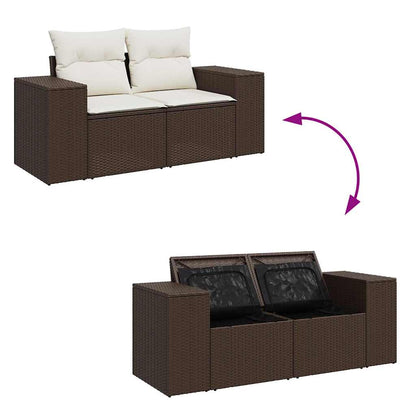 Set Divani da Giardino 8 pz con Cuscini Marrone in Polyrattan - homemem39