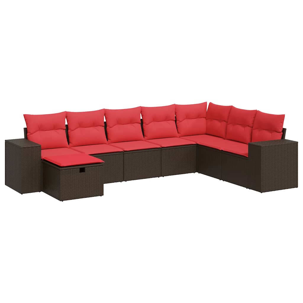 Set Divani da Giardino 8 pz con Cuscini Marrone in Polyrattan | homemem39