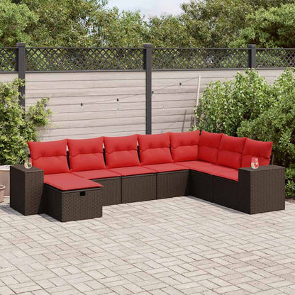 Set Divani da Giardino 8 pz con Cuscini Marrone in Polyrattan | homemem39