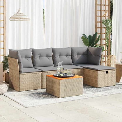 Set Divano da Giardino 6 pz con Cuscini Beige in Polyrattan - homemem39