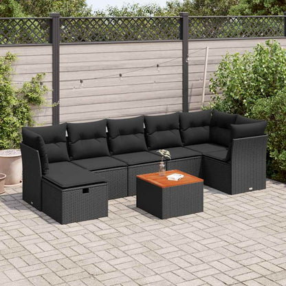 Set Divani da Giardino con Cuscini 8 pz Nero in Polyrattan | homemem39