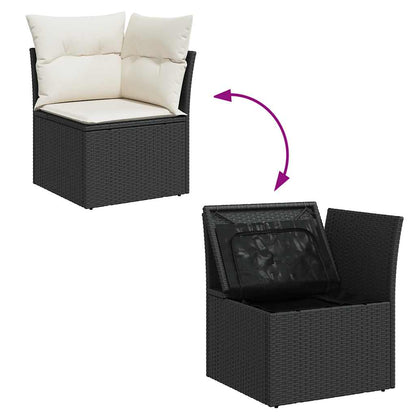 Set Divani da Giardino con Cuscini 8 pz Nero in Polyrattan | homemem39