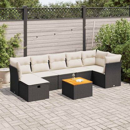 Set Divani da Giardino con Cuscini 8 pz Nero in Polyrattan - homemem39