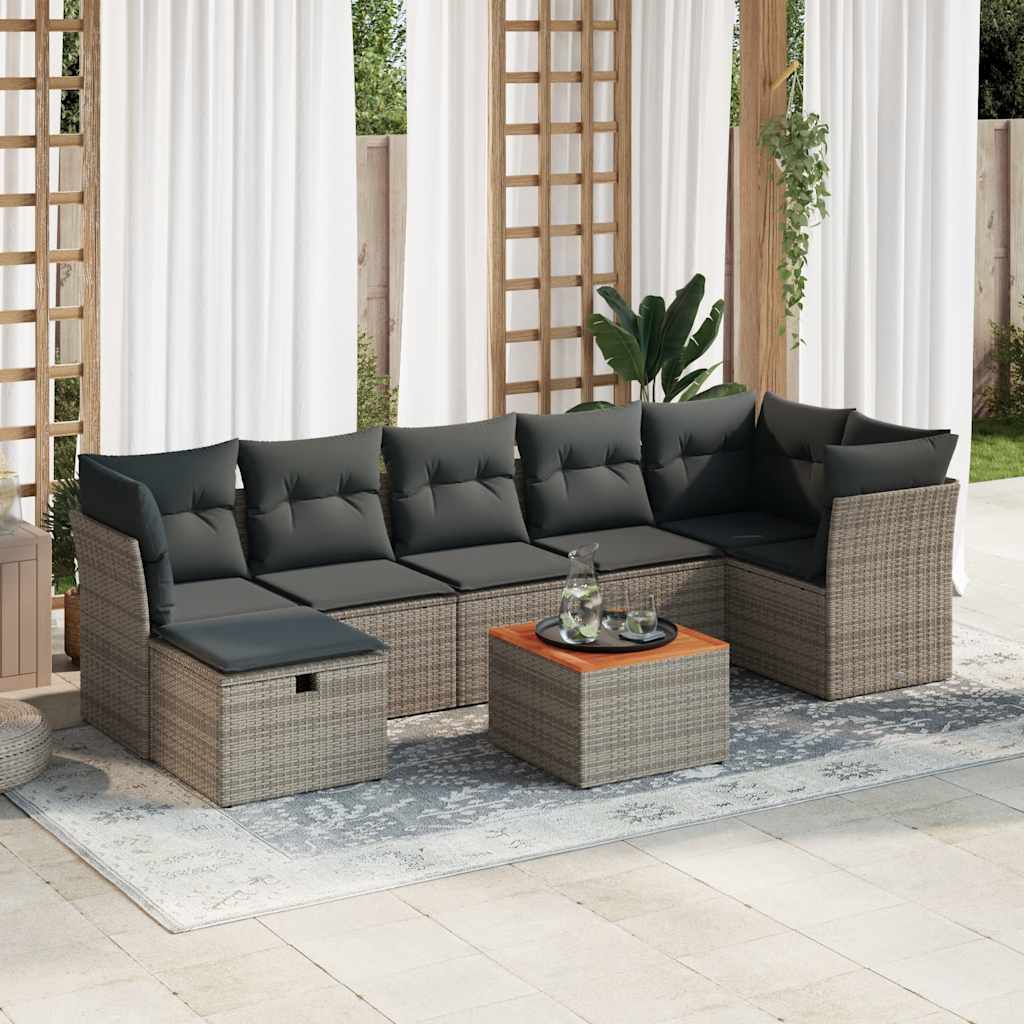 Set Divano da Giardino 8 pz con Cuscini Grigio in Polyrattan | homemem39