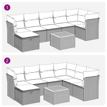 Set Divano da Giardino 8 pz con Cuscini Grigio in Polyrattan | homemem39