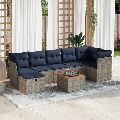 Set Divano da Giardino 8 pz con Cuscini Grigio in Polyrattan | homemem39