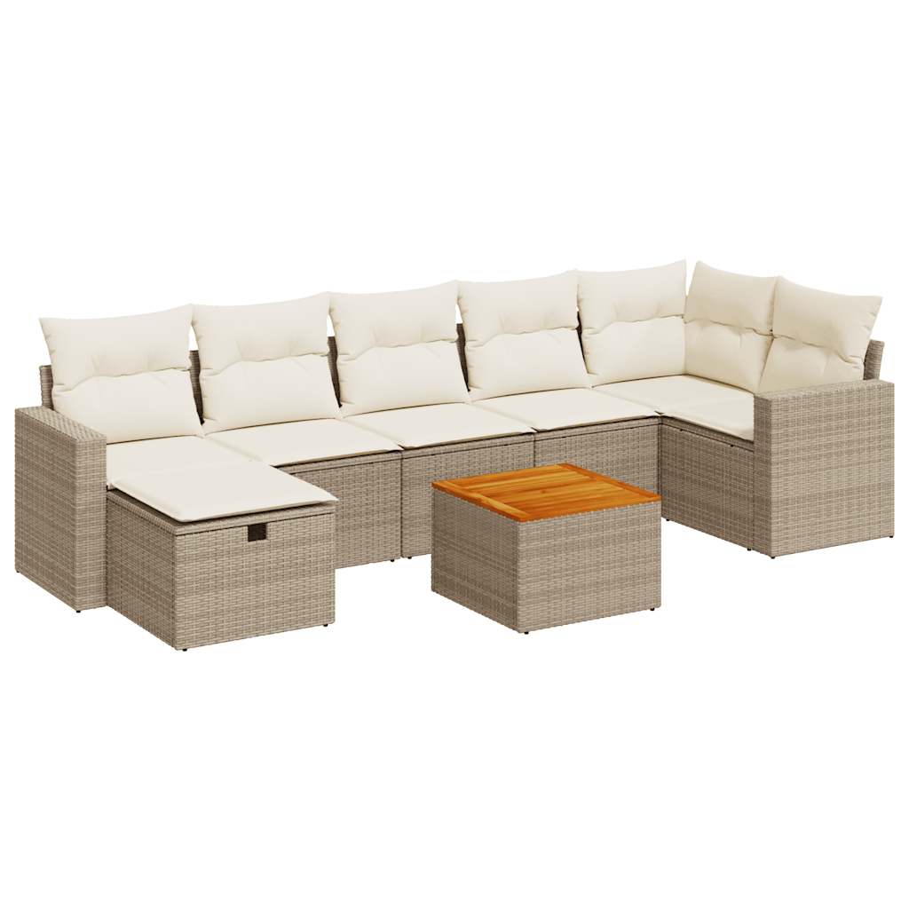 Set Divano da Giardino 8 pz con Cuscini Beige in Polyrattan | homemem39