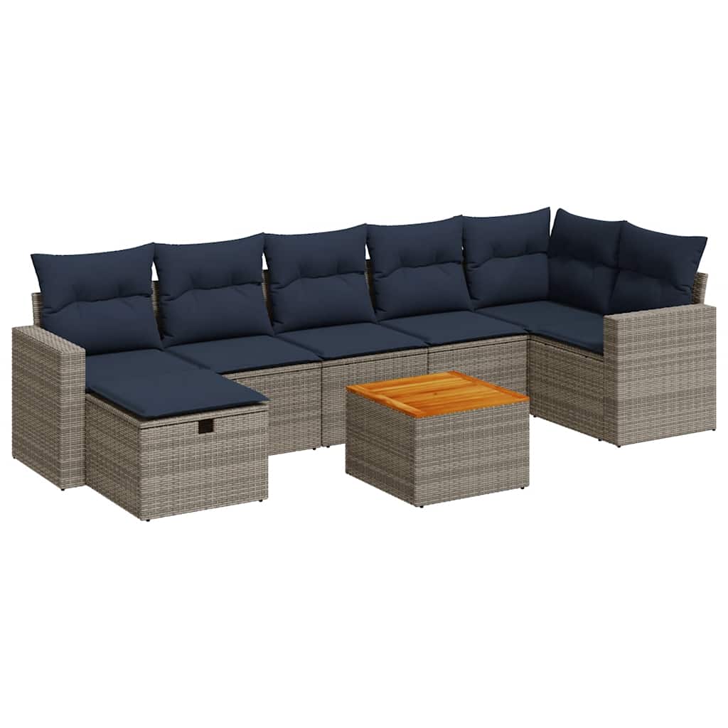 Set Divano da Giardino 8 pz con Cuscini Grigio in Polyrattan | homemem39