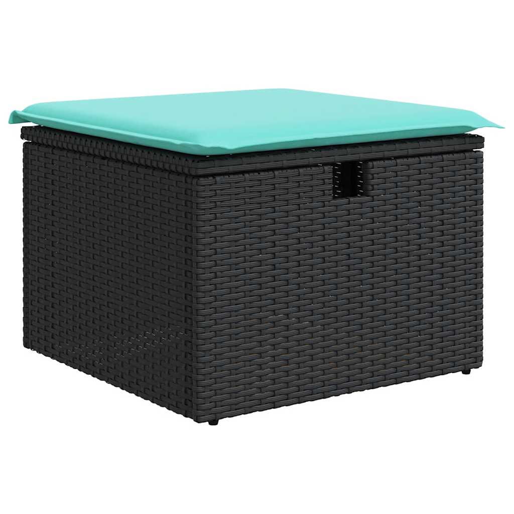 Set Divano da Giardino 6 pz con Cuscini Nero in Polyrattan