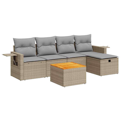 Set Divano da Giardino 6 pz con Cuscini Beige in Polyrattan - homemem39