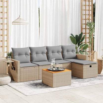 Set Divano da Giardino 6 pz con Cuscini Beige in Polyrattan - homemem39