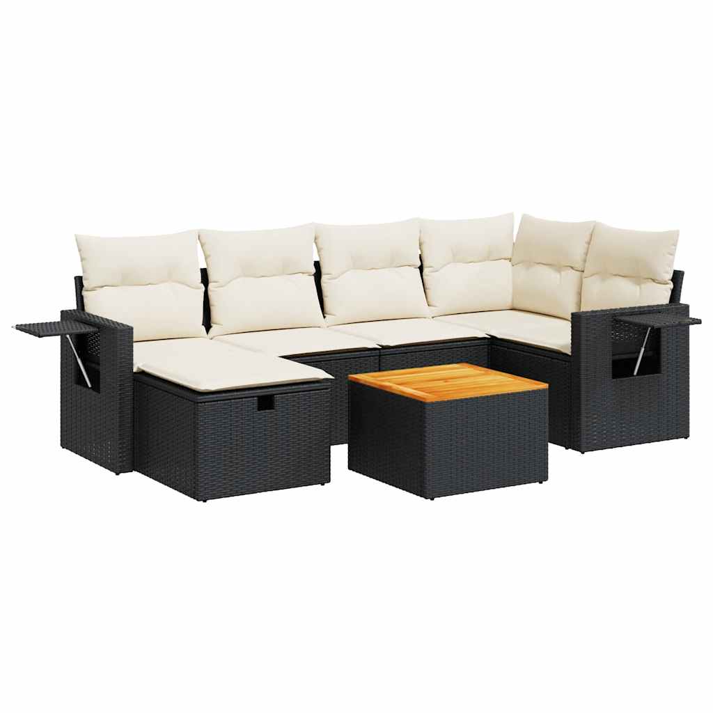 Set Divani da Giardino con Cuscini 7pz Nero Polyrattan - homemem39