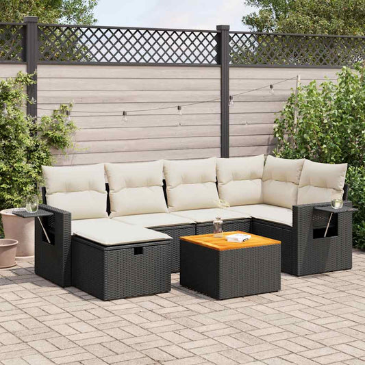 Set Divani da Giardino con Cuscini 7pz Nero Polyrattan - homemem39