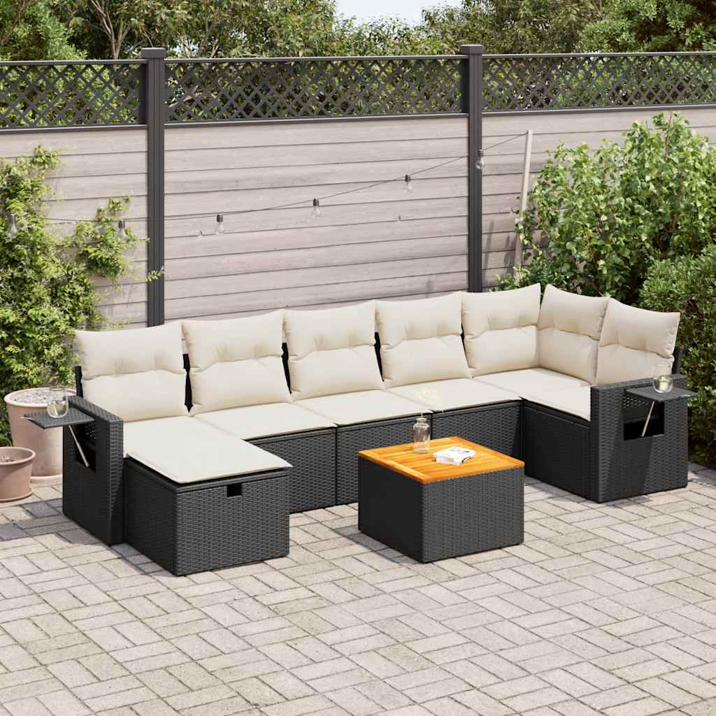 Set Divani da Giardino con Cuscini 8 pz Nero in Polyrattan - homemem39