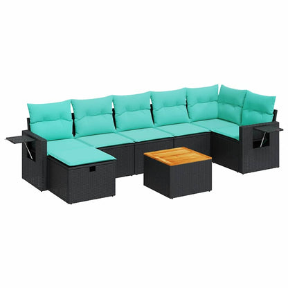 Set Divani da Giardino con Cuscini 8 pz Nero in Polyrattan | homemem39