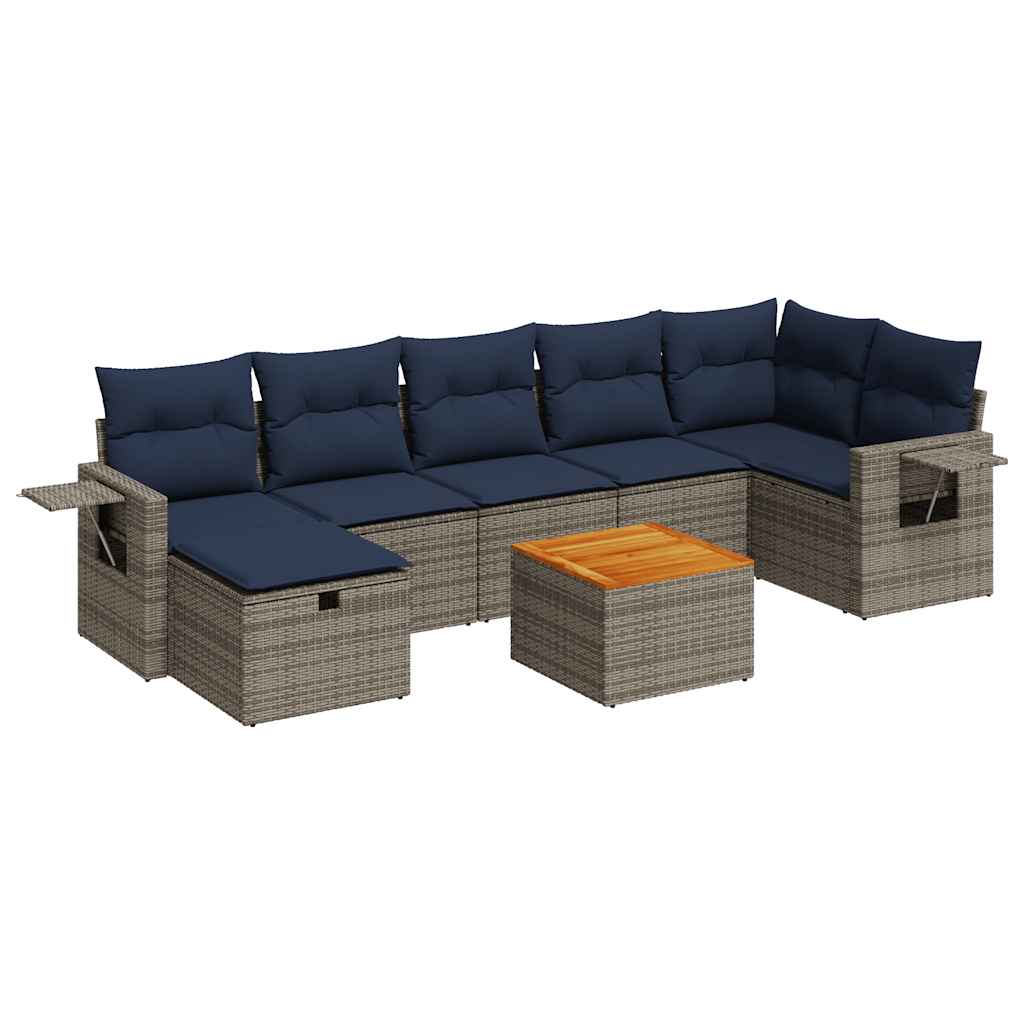 Set Divano da Giardino 8 pz con Cuscini Grigio in Polyrattan | homemem39