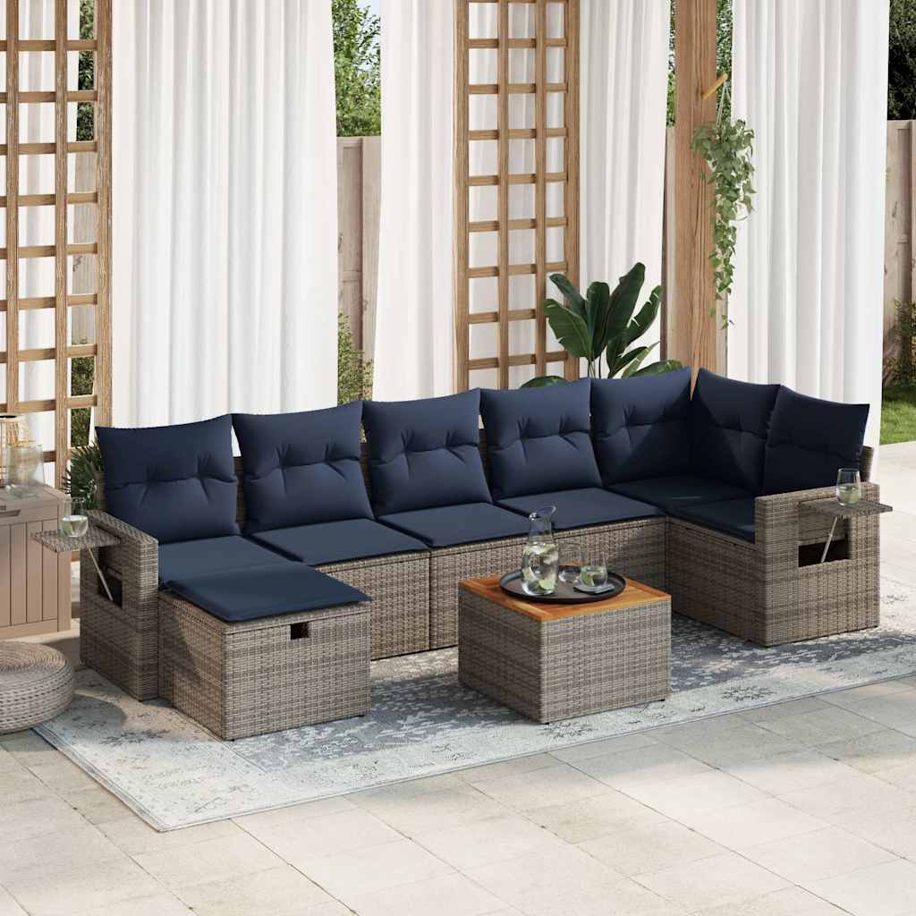 Set Divano da Giardino 8 pz con Cuscini Grigio in Polyrattan | homemem39
