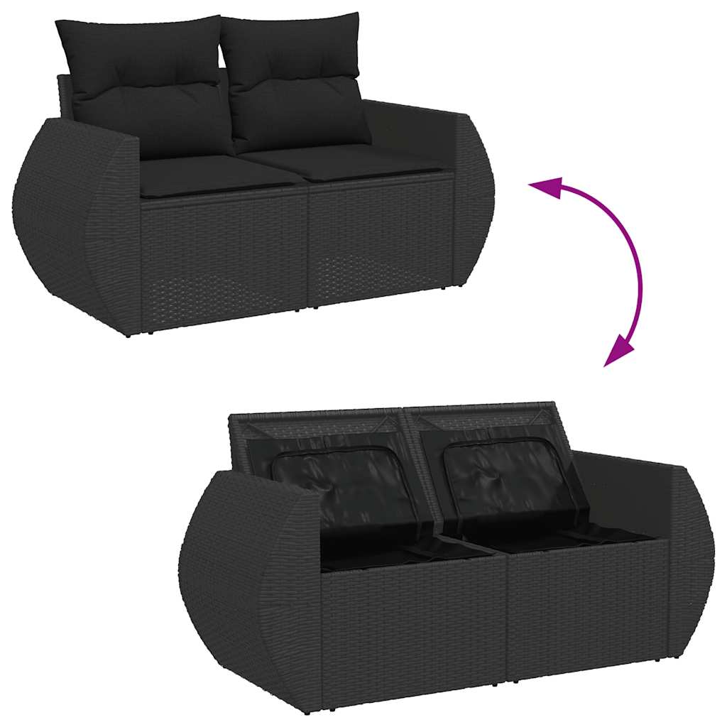 Set Divani da Giardino con Cuscini 8 pz Nero in Polyrattan | homemem39
