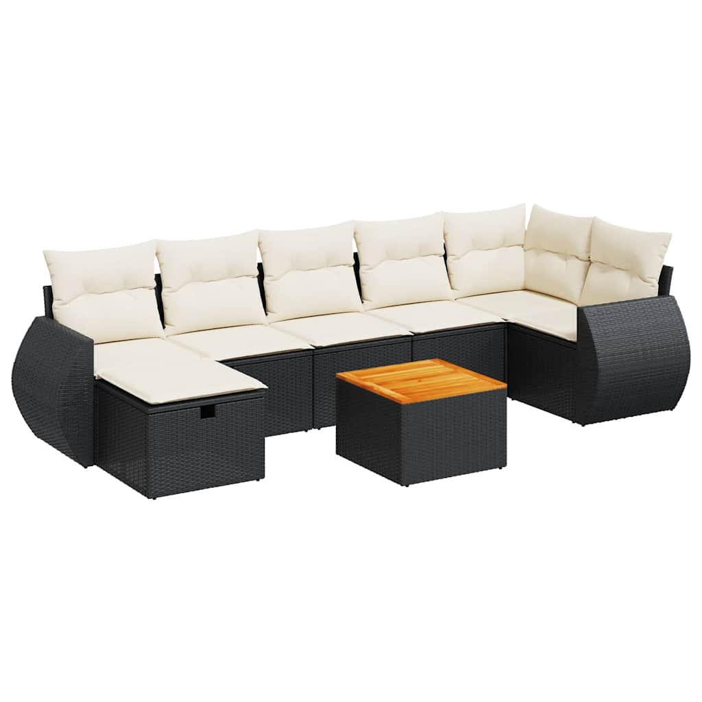 Set Divani da Giardino con Cuscini 8 pz Nero in Polyrattan - homemem39