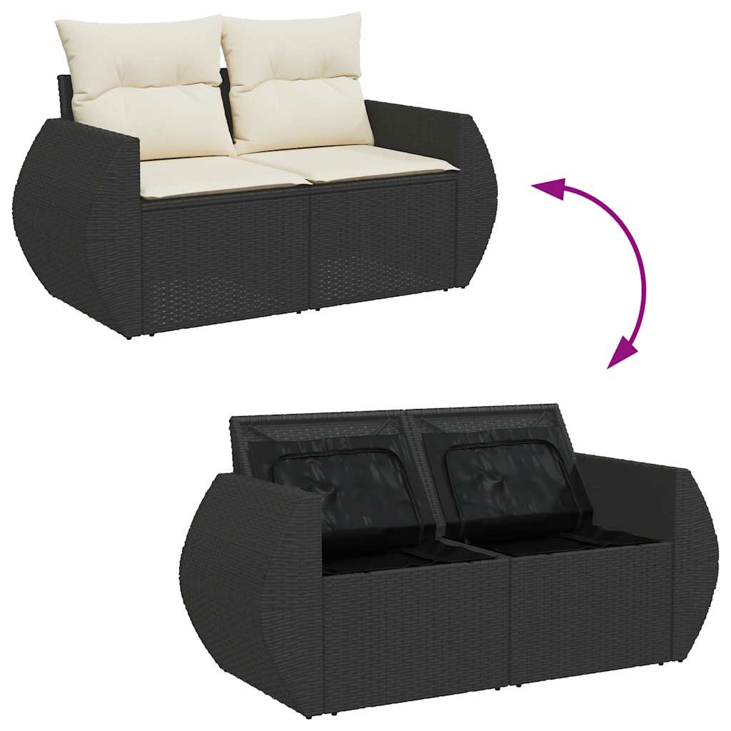 Set Divani da Giardino con Cuscini 8 pz Nero in Polyrattan - homemem39