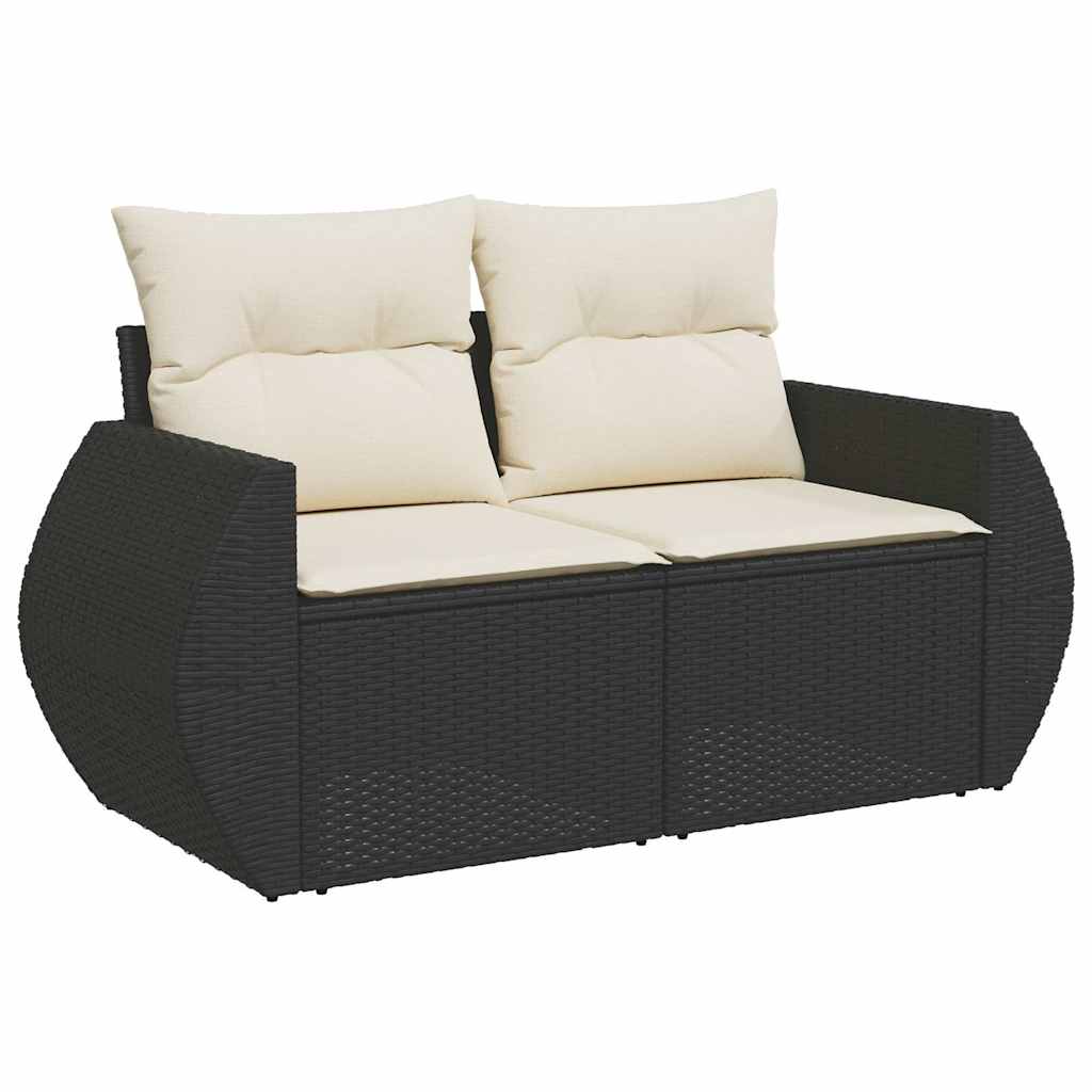 Set Divani da Giardino 9 pz con Cuscini Nero in Polyrattan | homemem39