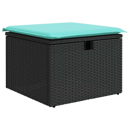 Set Divani da Giardino 9 pz con Cuscini Nero in Polyrattan