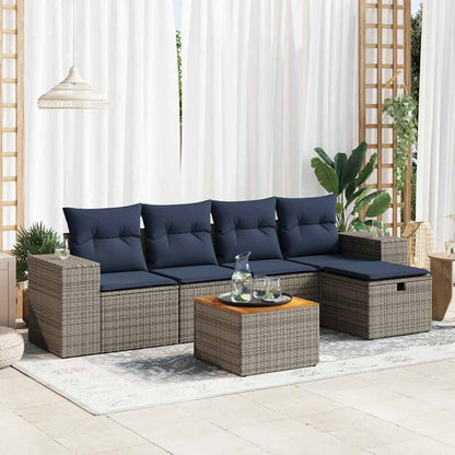 Set Divano da Giardino 6 pz con Cuscini Grigio in Polyrattan | homemem39