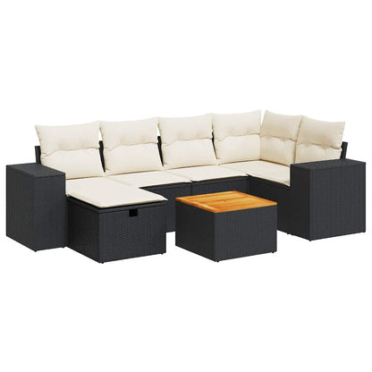 Set Divani da Giardino con Cuscini 7pz Nero Polyrattan - homemem39