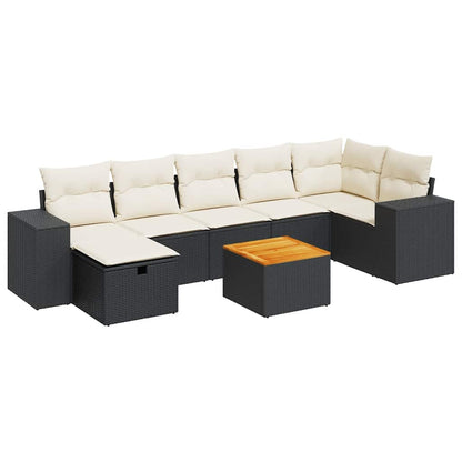 Set Divani da Giardino con Cuscini 8 pz Nero in Polyrattan - homemem39