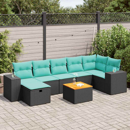 Set Divani da Giardino con Cuscini 8 pz Nero in Polyrattan | homemem39