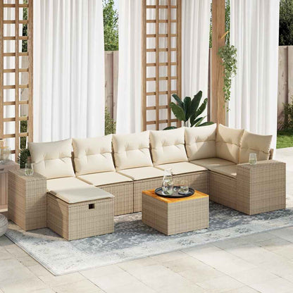 Set Divano da Giardino 8 pz con Cuscini Beige in Polyrattan | homemem39
