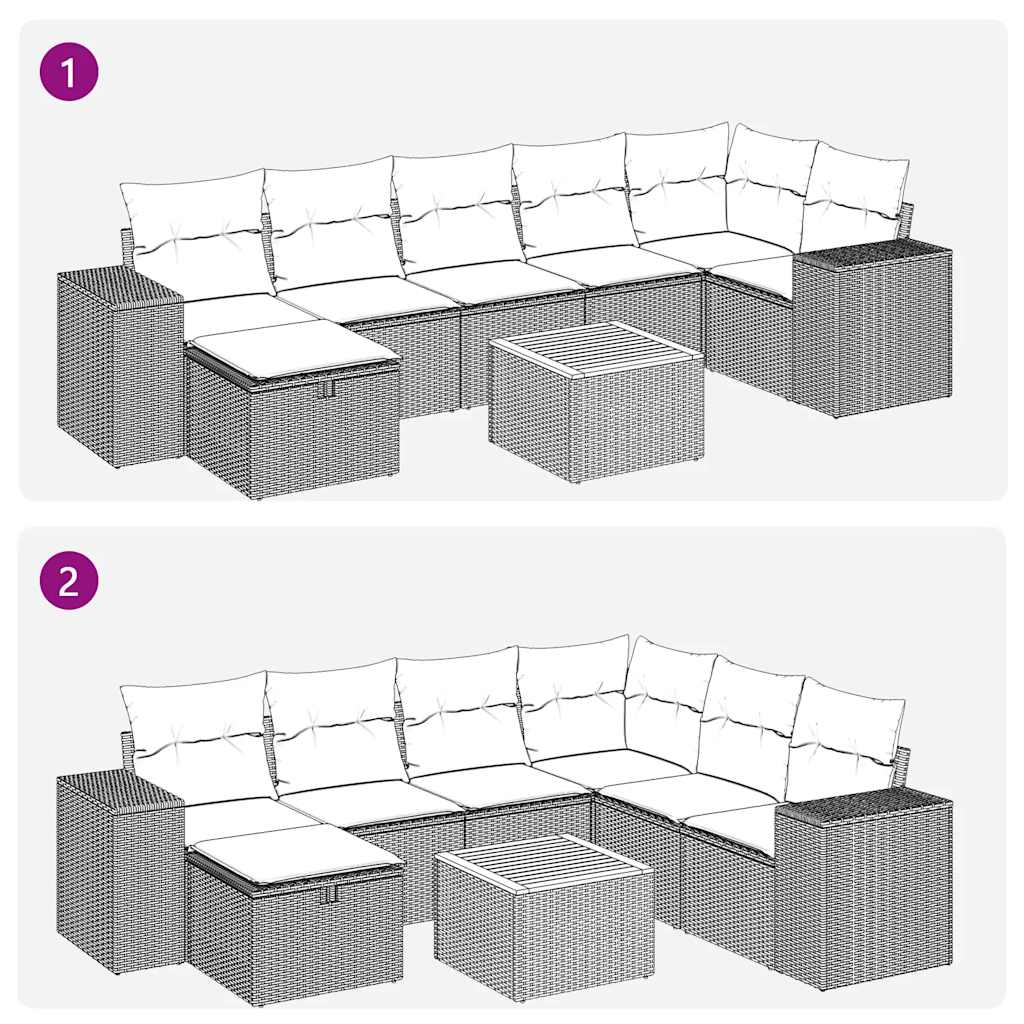 Set Divano da Giardino 8 pz con Cuscini Grigio in Polyrattan | homemem39