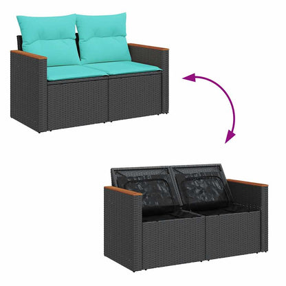 Set Divani da Giardino 4 pz con Cuscini Nero in Polyrattan | homemem39