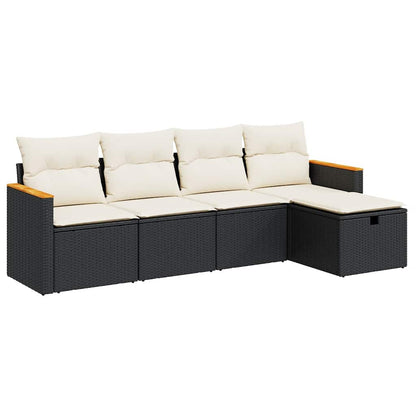 Set Divani da Giardino 5 pz con Cuscini in Polyrattan Nero - homemem39