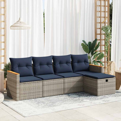 Set Divano da Giardino 5 pz con Cuscini Grigio in Polyrattan | homemem39