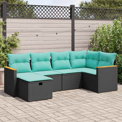 Set Divano da Giardino 6 pz con Cuscini Nero in Polyrattan | homemem39