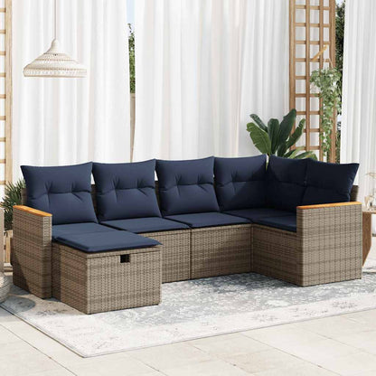 Set Divano da Giardino 6 pz con Cuscini Grigio in Polyrattan | homemem39