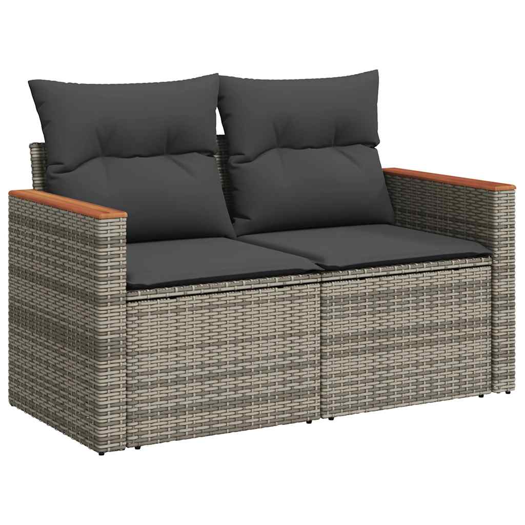 Set Divani da Giardino 7 pz con Cuscini Grigio in Polyrattan | homemem39