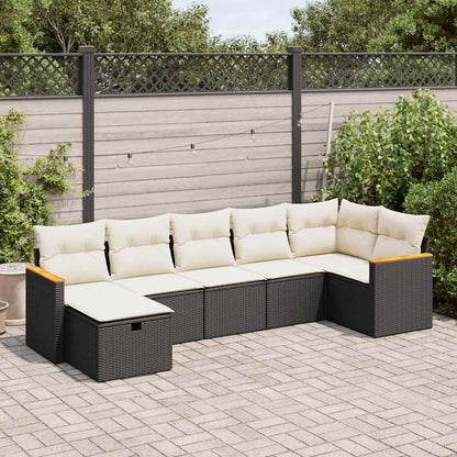 Set Divani da Giardino con Cuscini 7pz Nero Polyrattan - homemem39