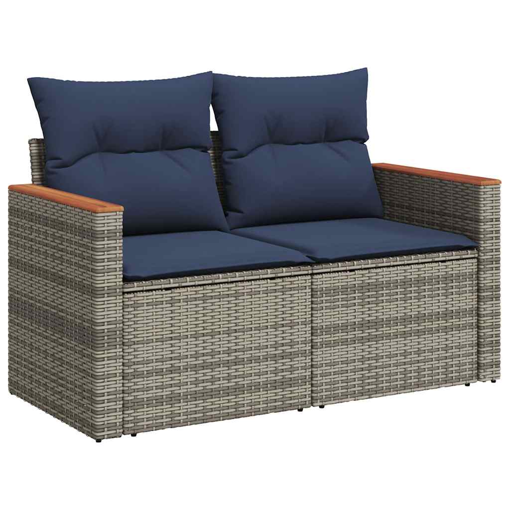 Set Divani da Giardino 7 pz con Cuscini Grigio in Polyrattan | homemem39
