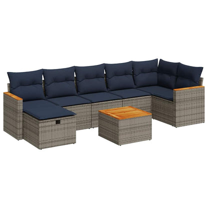 Set Divano da Giardino 8 pz con Cuscini Grigio in Polyrattan | homemem39