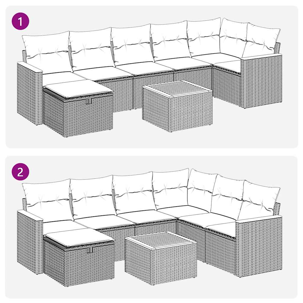 Set Divano da Giardino 8 pz con Cuscini Grigio in Polyrattan | homemem39