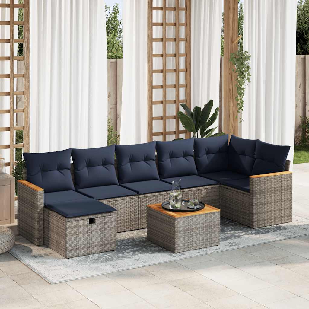 Set Divano da Giardino 8 pz con Cuscini Grigio in Polyrattan | homemem39